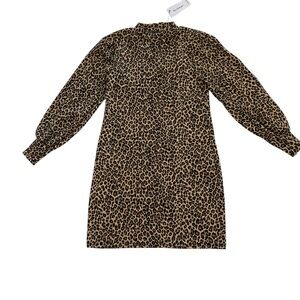 Miss Selfridge Animal Print Sheath Mini Dress with Bishop Sleeves